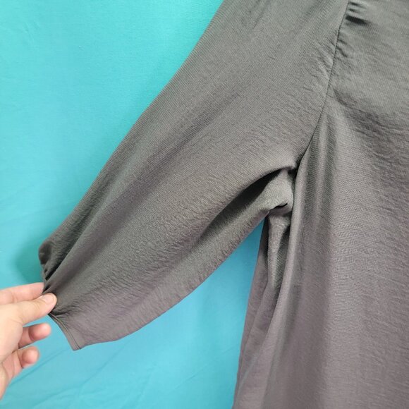 H&M Womens Gray Shift Dress Size 8 3/4 Sleeves Back Zipper Knee-Length - Picture 3 of 10